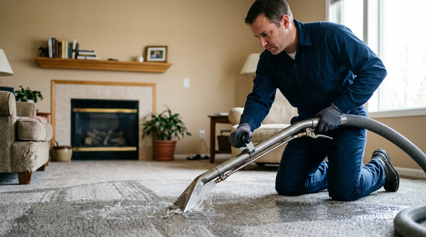 Water damage restoration technician working near Osgood, OH